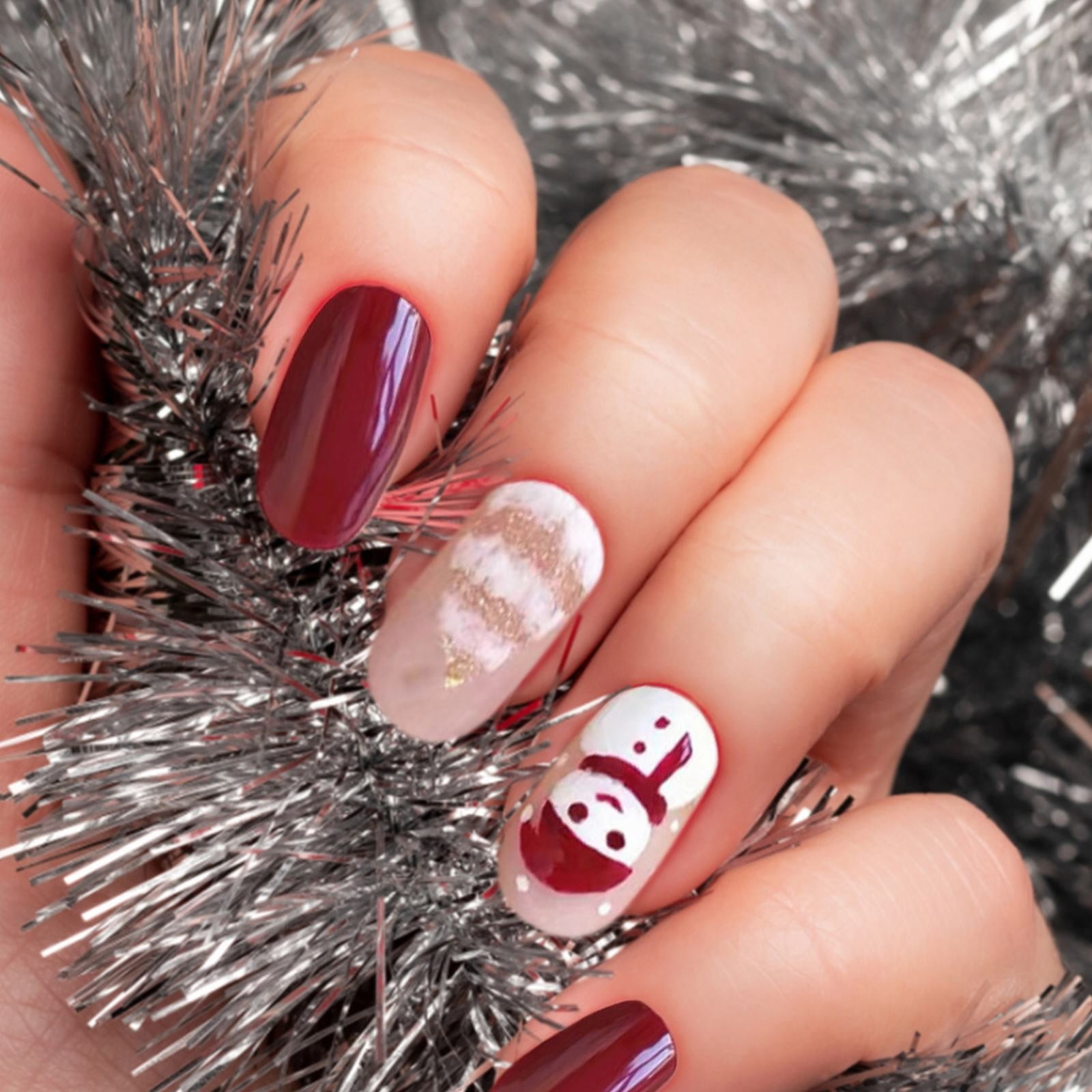 Bulk Christmas Nails Custom Red Nails Red And Black Squares - HUIZI